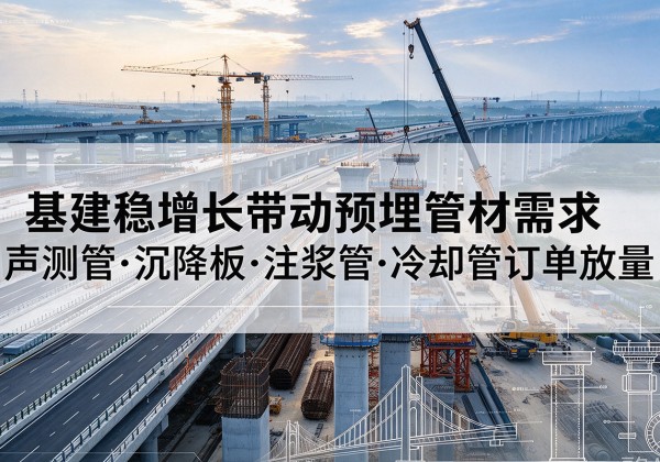 霍邱基建稳增长带动预埋监测管材需求，声测管、沉降板、注浆管订单持续放量
